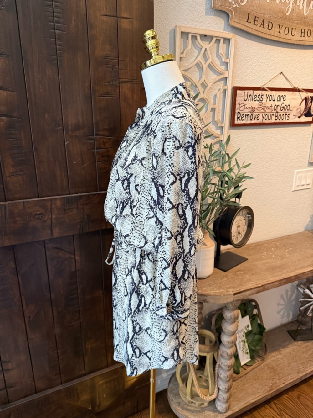 Karlie Black and White Snake Print Shirt Dress - Picture 2 of 3